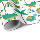 かわいいカラフルタートルアリゲーターレインボーパターン ラッピングペーパー (ロールコーナー)