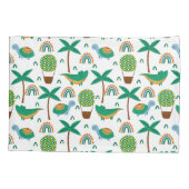 かわいいカラフルタートルアリゲーターレインボーパターン 枕カバー (裏面)