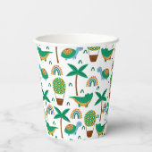 かわいいカラフルタートルアリゲーターレインボーパターン 紙コップ (裏面)
