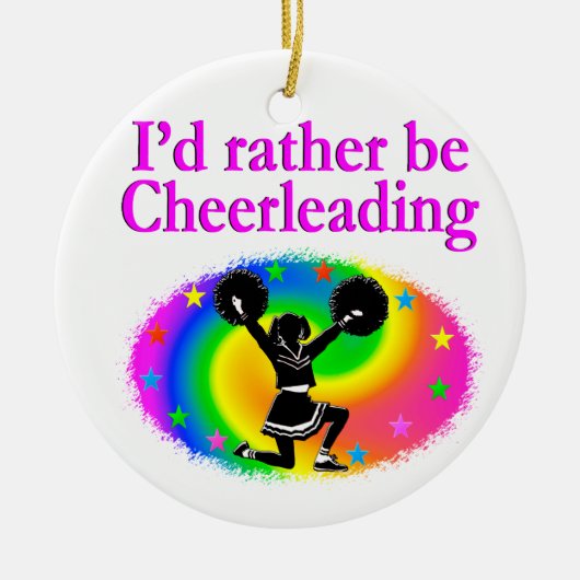 かわいいカラフルチアリーティングデザイン セラミックオーナメント (正面)