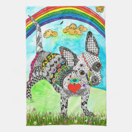 かわいいカラフルチワフアドッグのキッチンタオル キッチンタオル