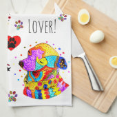 かわいいカラフルチワワ恋人キッチンタオル。 キッチンタオル (四つ折り)