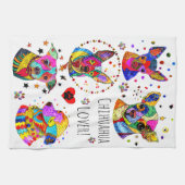 かわいいカラフルチワワ恋人キッチンタオル。 キッチンタオル (横)