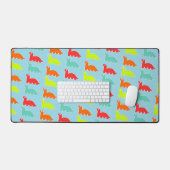 かわいいカラフルディノスオンブルー デスクマット (キーボード&マウス)