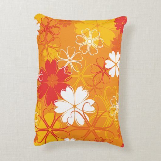 かわいいカラフルデイジーイラストレーションフローラルパターン アクセントクッション (裏面(縦))