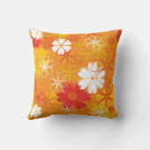かわいいカラフルデイジーイラストレーションフローラルパターン クッション (裏面)