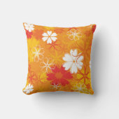 かわいいカラフルデイジーイラストレーションフローラルパターン クッション (正面)