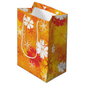 かわいいカラフルデイジーイラストレーションフローラルパターン ミディアムペーパーバッグ (正面アングル)