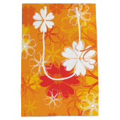 かわいいカラフルデイジーイラストレーションフローラルパターン ミディアムペーパーバッグ (裏面)