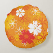 かわいいカラフルデイジーイラストレーションフローラルパターン ラウンドクッション (裏面)