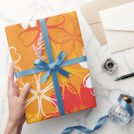 かわいいカラフルデイジーイラストレーションフローラルパターン ラッピングペーパー