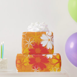 かわいいカラフルデイジーイラストレーションフローラルパターン ラッピングペーパー