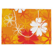 かわいいカラフルデイジーイラストレーションフローラルパターン ラージペーパーバッグ (裏面)