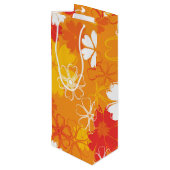 かわいいカラフルデイジーイラストレーションフローラルパターン ワインギフトバッグ (裏面アングル)