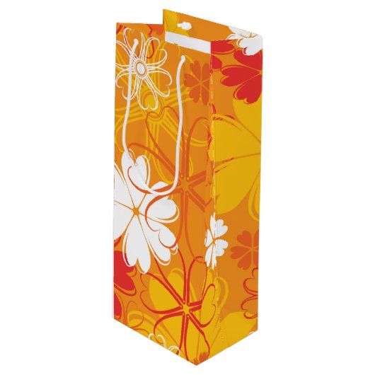 かわいいカラフルデイジーイラストレーションフローラルパターン ワインギフトバッグ (正面アングル)