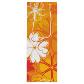 かわいいカラフルデイジーイラストレーションフローラルパターン ワインギフトバッグ (正面)