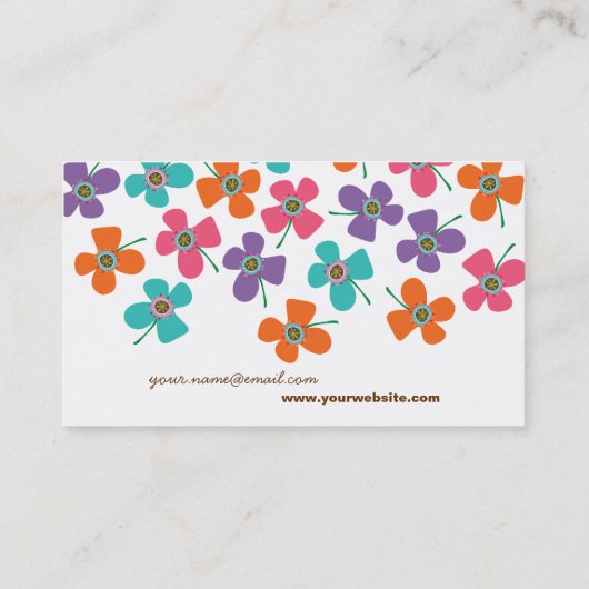 かわいいカラフルデイジーポップ・アートの夏の花お洒落 名刺 (裏面)