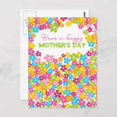 かわいいカラフルデイジー花母の日ハッピー ポストカード (正面/裏面)