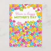 かわいいカラフルデイジー花母の日ハッピー ポストカード (正面)