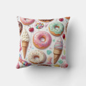 かわいいカラフルデザートパターン クッション (裏面)