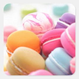 かわいいカラフルデザートマフランスのカロン スクエアシール