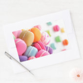 かわいいカラフルデザートマフランスのカロン 長方形シール (封筒)