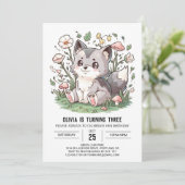 かわいいカラフルデジタルオオカミの誕生日 招待状 (スタンド正面)