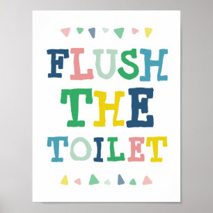 かわいいカラフルトイレのおもしろいを洗い流す子供用トイレ ポスター