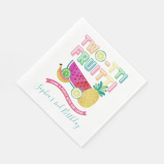かわいいカラフルトゥッティフルーティ2nd誕生日 スタンダードランチョンナプキン (角)