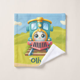 かわいいカラフルトレインキッズ ウォッシュタオル