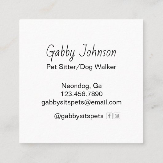 かわいいカラフルドッグペットプロフェッショナル スクエア名刺 (裏面)