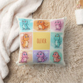 かわいいカラフルドラゴンらくがき クッション (ブランケット)