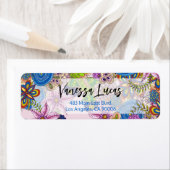 かわいいカラフルドードルフラワーズ差出人住所 ラベル (インサイチュ)