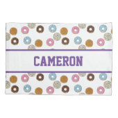 かわいいカラフルドーナツと名前をカスタムする 枕カバー (裏面)