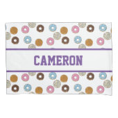 かわいいカラフルドーナツと名前をカスタムする 枕カバー (正面)