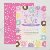 かわいいカラフルドーナツガールベイビースプリンクル 招待状 (正面/裏面)