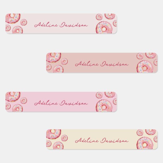 かわいいカラフルドーナツテーマ防水キッズ名 ラベル (グループ)