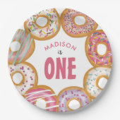 かわいいカラフルドーナツ1番誕生日 ペーパープレート (正面)