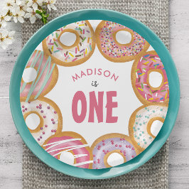 かわいいカラフルドーナツ1番誕生日 ペーパープレート