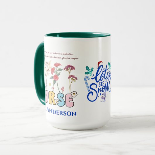 かわいいカラフルナースクリスマスギフト名前をカスタムする マグカップ (正面左)