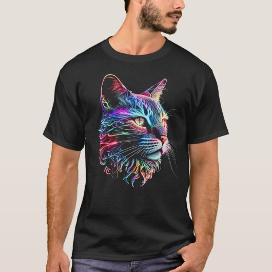 かわいいカラフルネオン猫Tシャツ Tシャツ (正面)