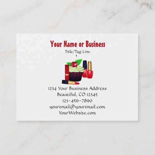 かわいいカラフルハイヒールカップケーキメイクアップネイルサロン 名刺 (裏面)