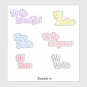 かわいいカラフルハイフレーズ/ハローフレーズヴィンテージタイポグラフィ シール (シート)