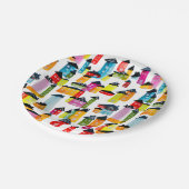 かわいいカラフルハウス水彩画 ペーパープレート (アングル)