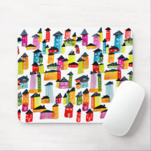 かわいいカラフルハウス水彩画