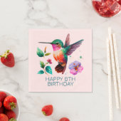 かわいいカラフルハチドリと花 スタンダードカクテルナプキン (インサイチュ)