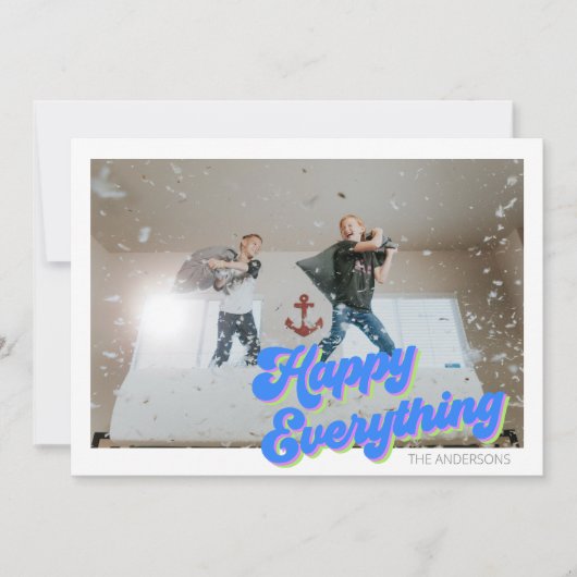 かわいいカラフルハッピーすべてタイポグラフィ写真 シーズンカード (正面)