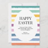 かわいいカラフルハッピーイースター卵キッズイストライプのロー シーズンカード (正面)
