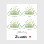 かわいいカラフルハッピーイースター卵、シック、スノードロップ シール (シート)