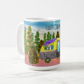 かわいいカラフルハッピーカンパーマグ コーヒーマグカップ (正面左)